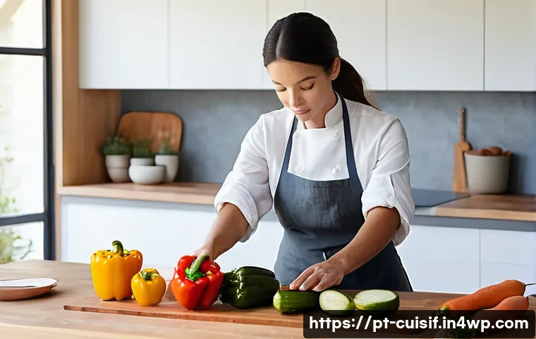 요리 시간 명상하기 - **A Serene Kitchen Retreat:** A tranquil, modern kitchen bathed in soft, natural light filtering thr...